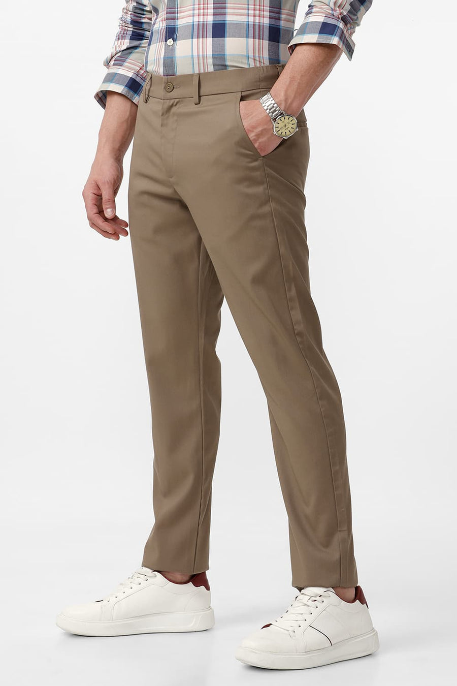 BASICS DRIFT FIT BUTTER NUT KHAKI CATONIC POLY VISCOSE TWILL TROUSER