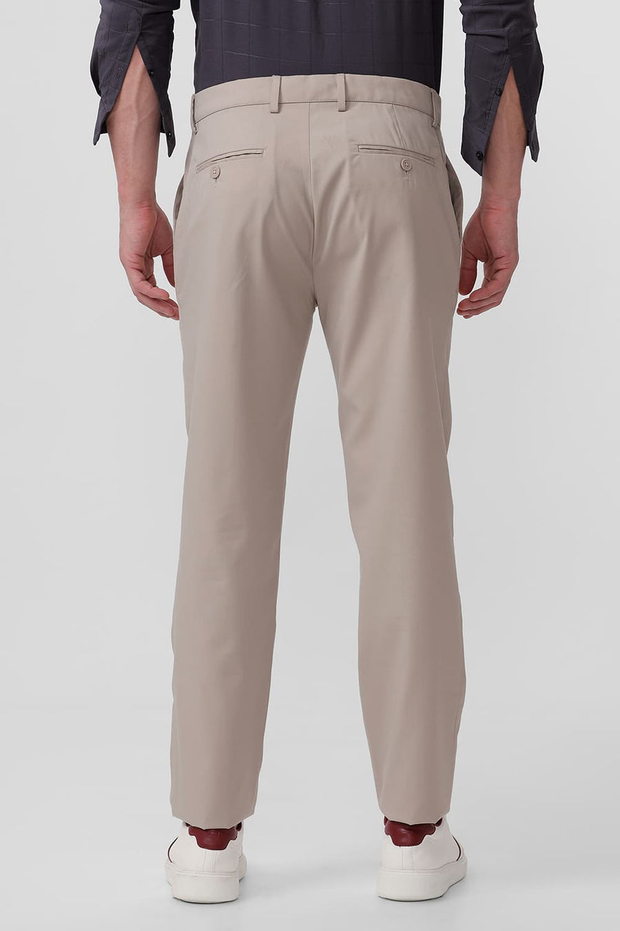 BASICS DRIFT FIT FEATHER BEIGE CATONIC POLY VISCOSE TWILL TROUSER