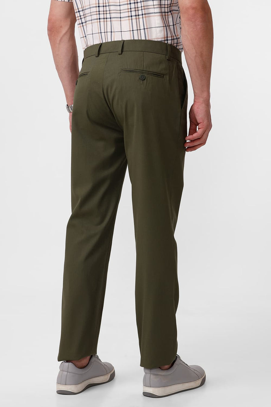 BASICS DRIFT FIT CAPULET OLIVE CATONIC POLY VISCOSE TWILL TROUSER