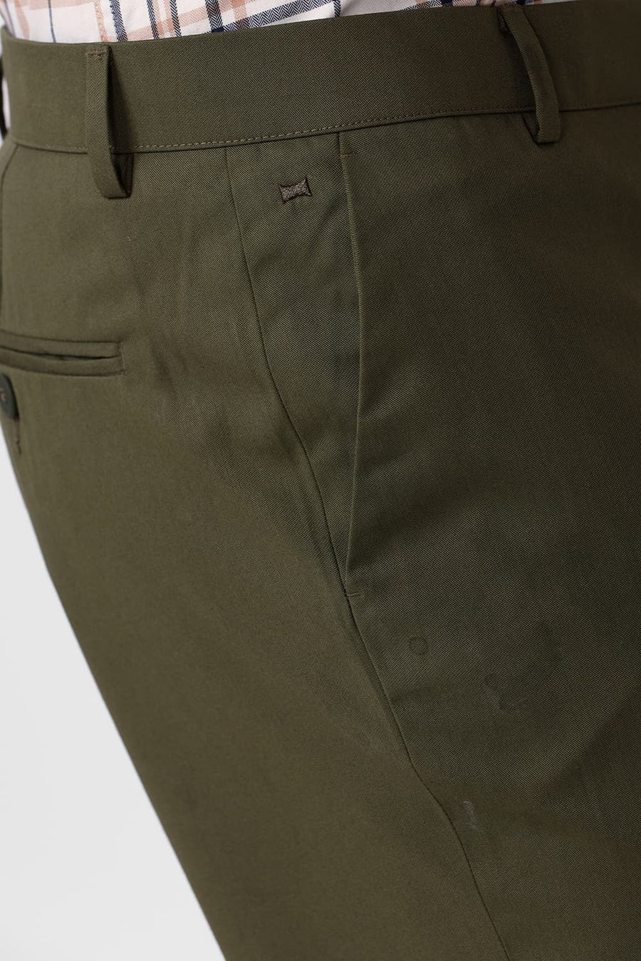 BASICS DRIFT FIT CAPULET OLIVE CATONIC POLY VISCOSE TWILL TROUSER