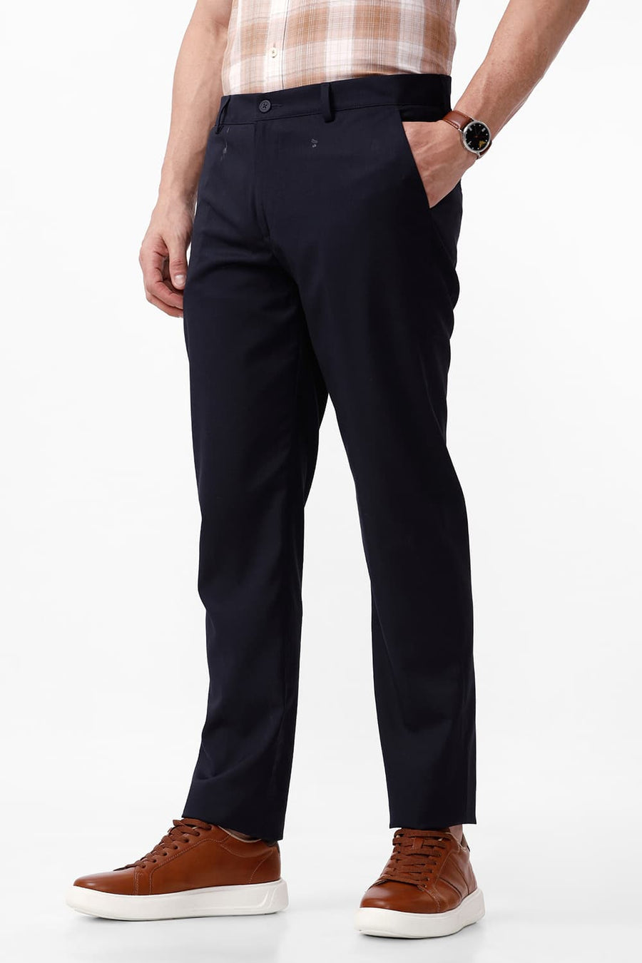 BASICS DRIFT FIT CARBON NAVY CATONIC POLY VISCOSE TWILL TROUSER