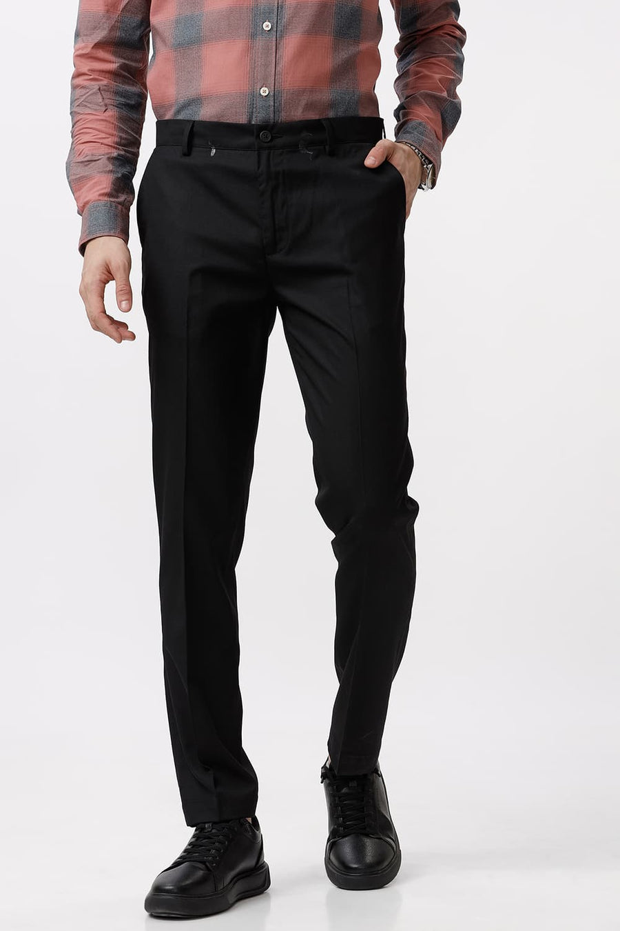 BASICS DRIFT FIT TAP SHOE BLACK CATONIC POLY VISCOSE TWILL TROUSER