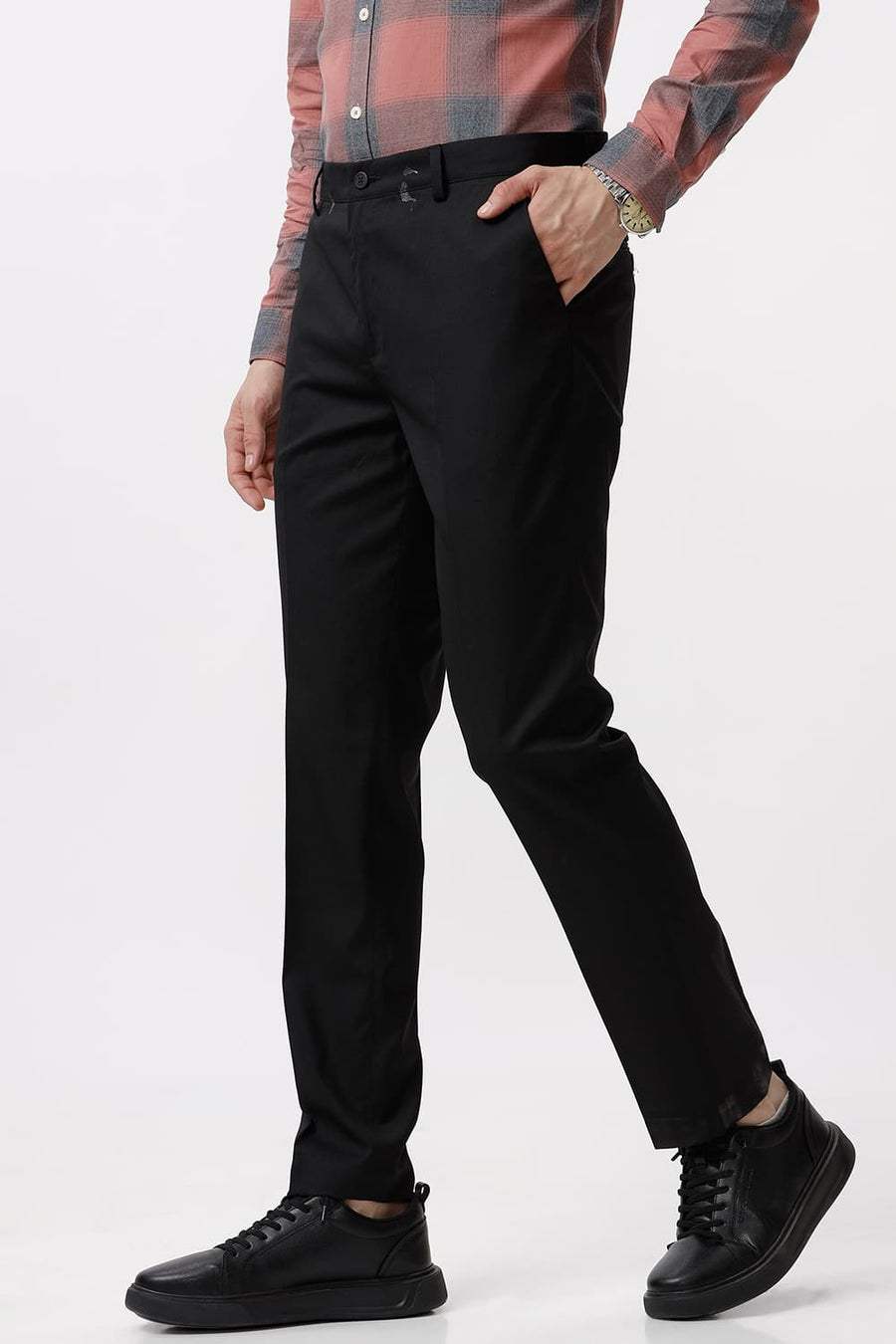 BASICS DRIFT FIT TAP SHOE BLACK CATONIC POLY VISCOSE TWILL TROUSER