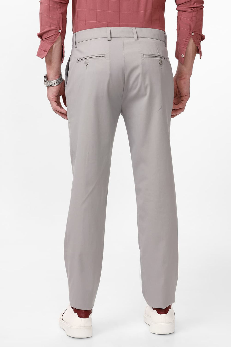 BASICS DRIFT FIT DOVE GREY CATONIC POLY VISCOSE TWILL TROUSER