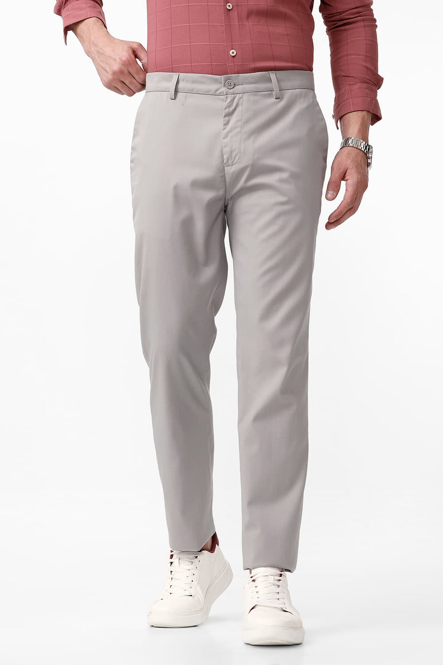 BASICS DRIFT FIT DOVE GREY CATONIC POLY VISCOSE TWILL TROUSER