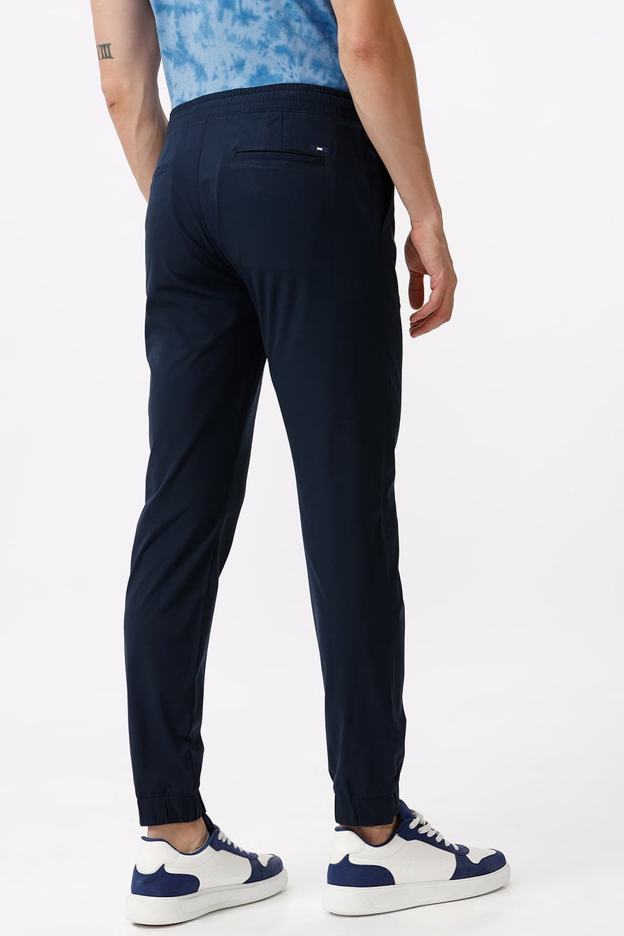 BASICS DRIFT FIT OUTER SPACE NAVY POLYESTER STRETCH DOBBY TROUSER