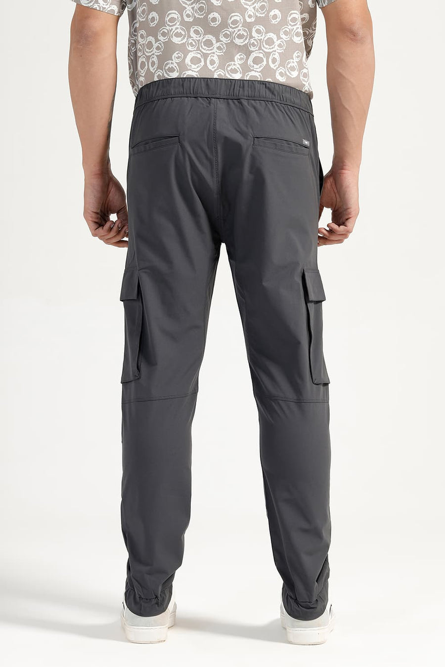 BASICS DRIFT FIT GUNMETAL GREY POLYESTER STRETCH DOBBY TROUSER
