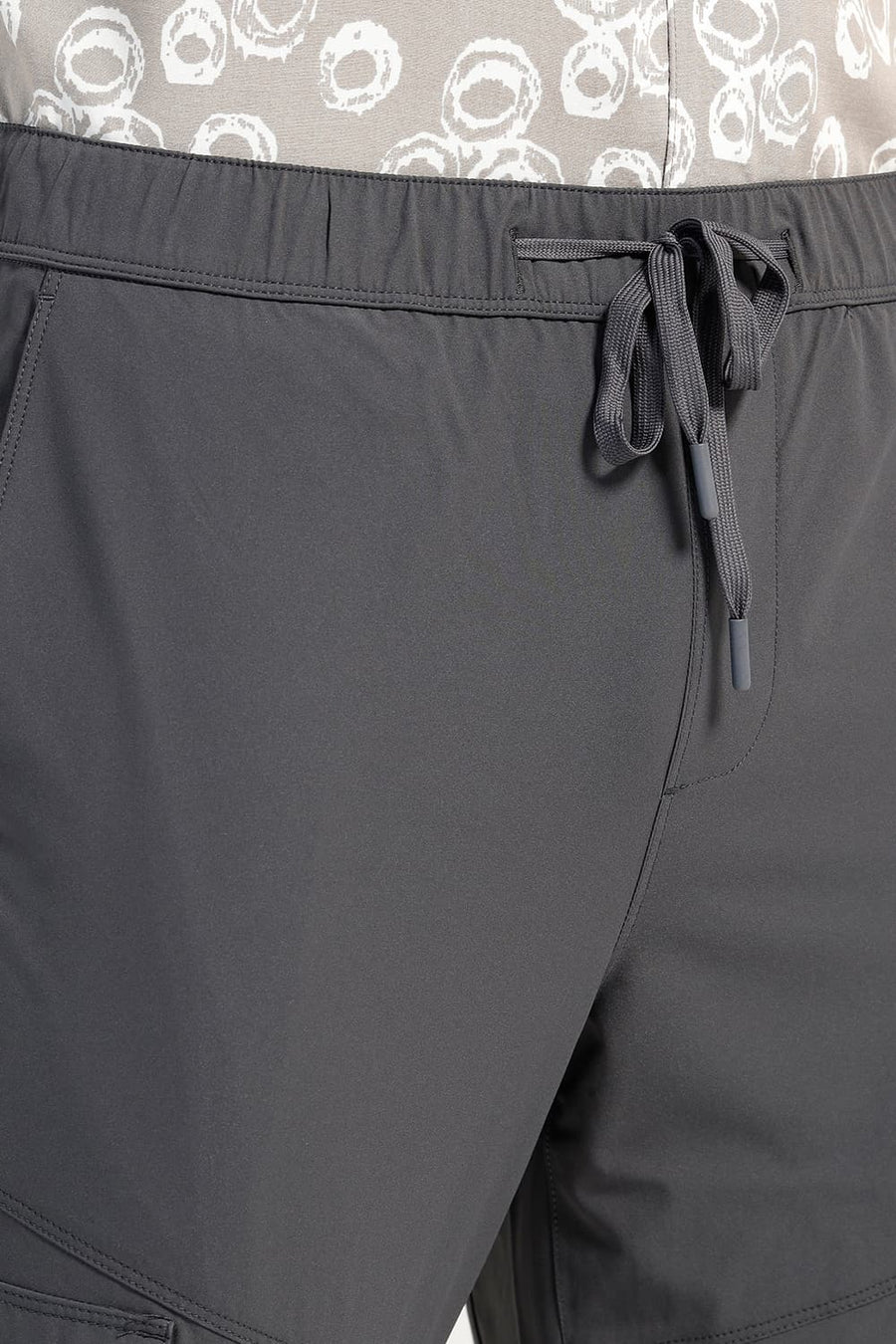 BASICS DRIFT FIT GUNMETAL GREY POLYESTER STRETCH DOBBY TROUSER