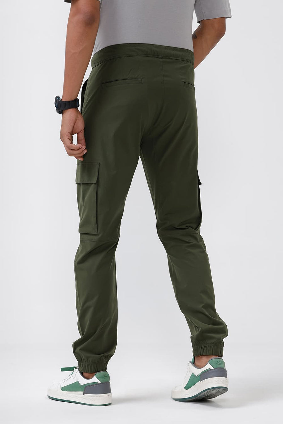 BASICS DRIFT FIT CHIVE OLIVE POLYESTER STRETCH DOBBY TROUSER