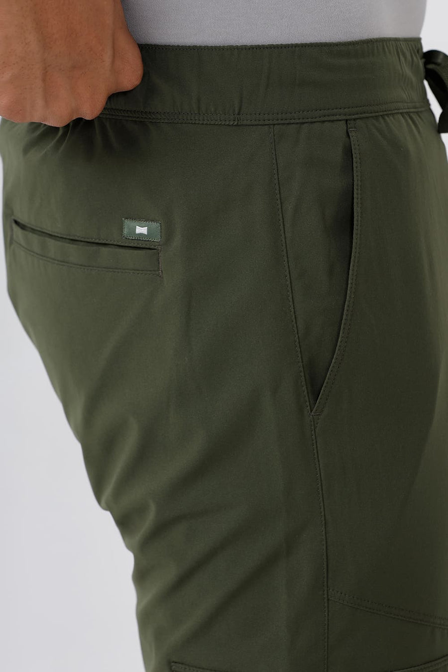 BASICS DRIFT FIT CHIVE OLIVE POLYESTER STRETCH DOBBY TROUSER