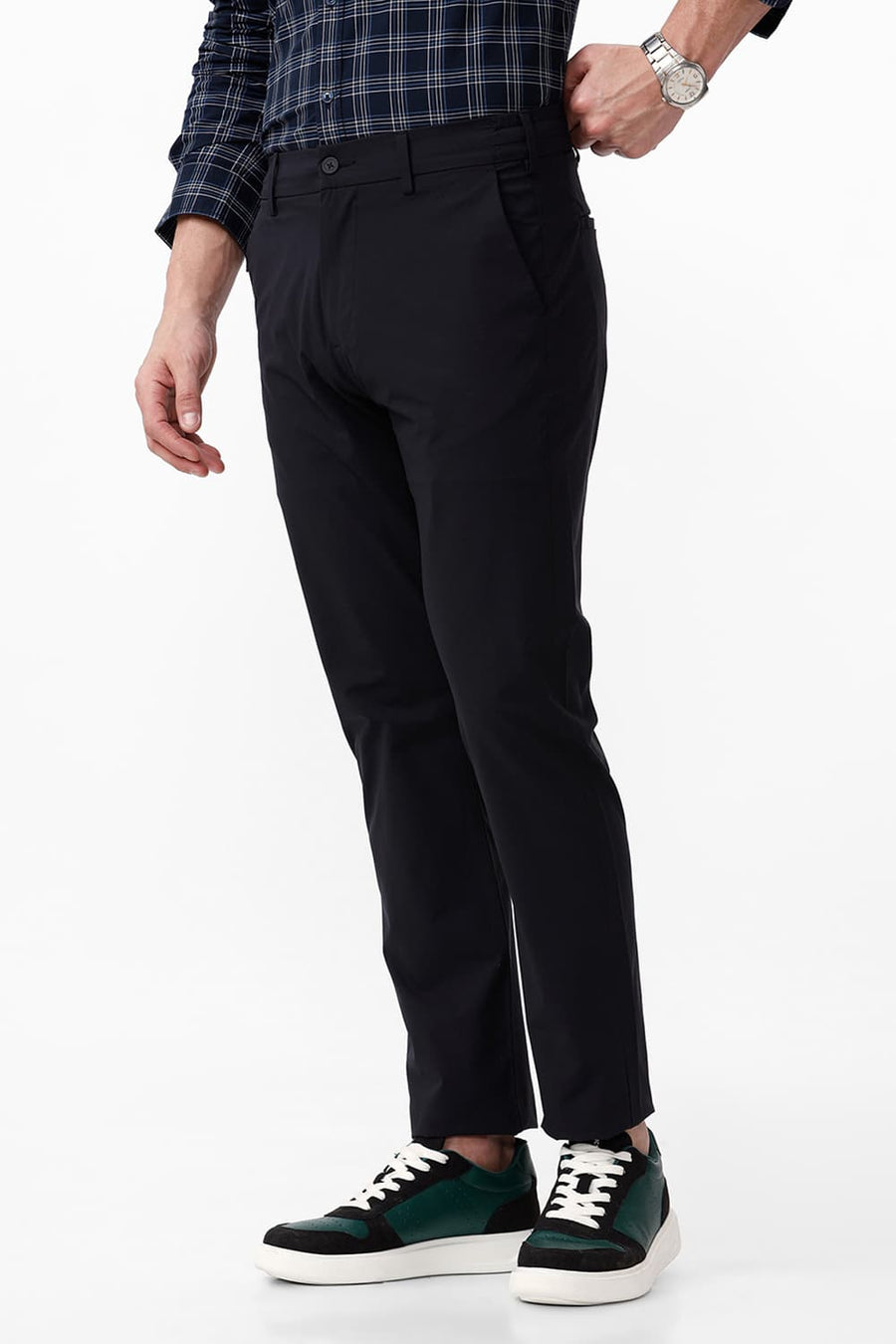 BASICS DRIFT FIT PHANTOM BLACK POLYESTER STRETCH DOBBY TROUSER