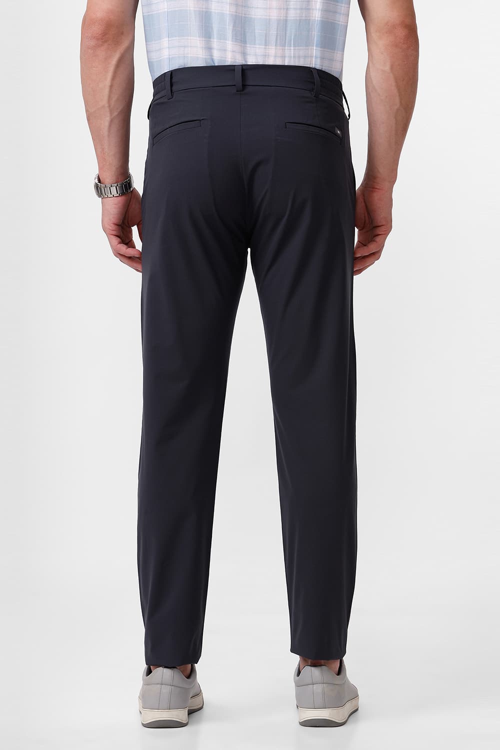 BASICS DRIFT FIT CASTLE ROCK GREY POLYESTER STRETCH DOBBY TROUSER