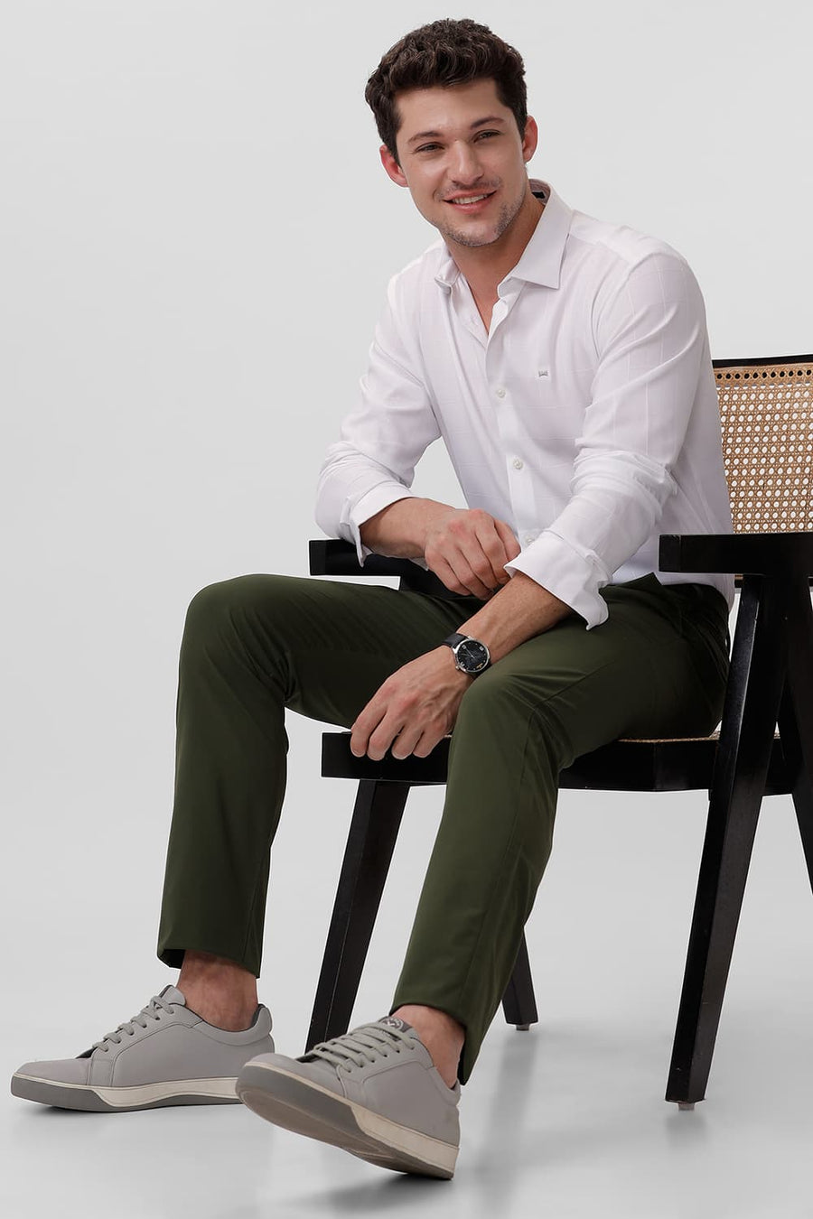 BASICS DRIFT FIT KOMBU GREEN POLYESTER STRETCH DOBBY TROUSER