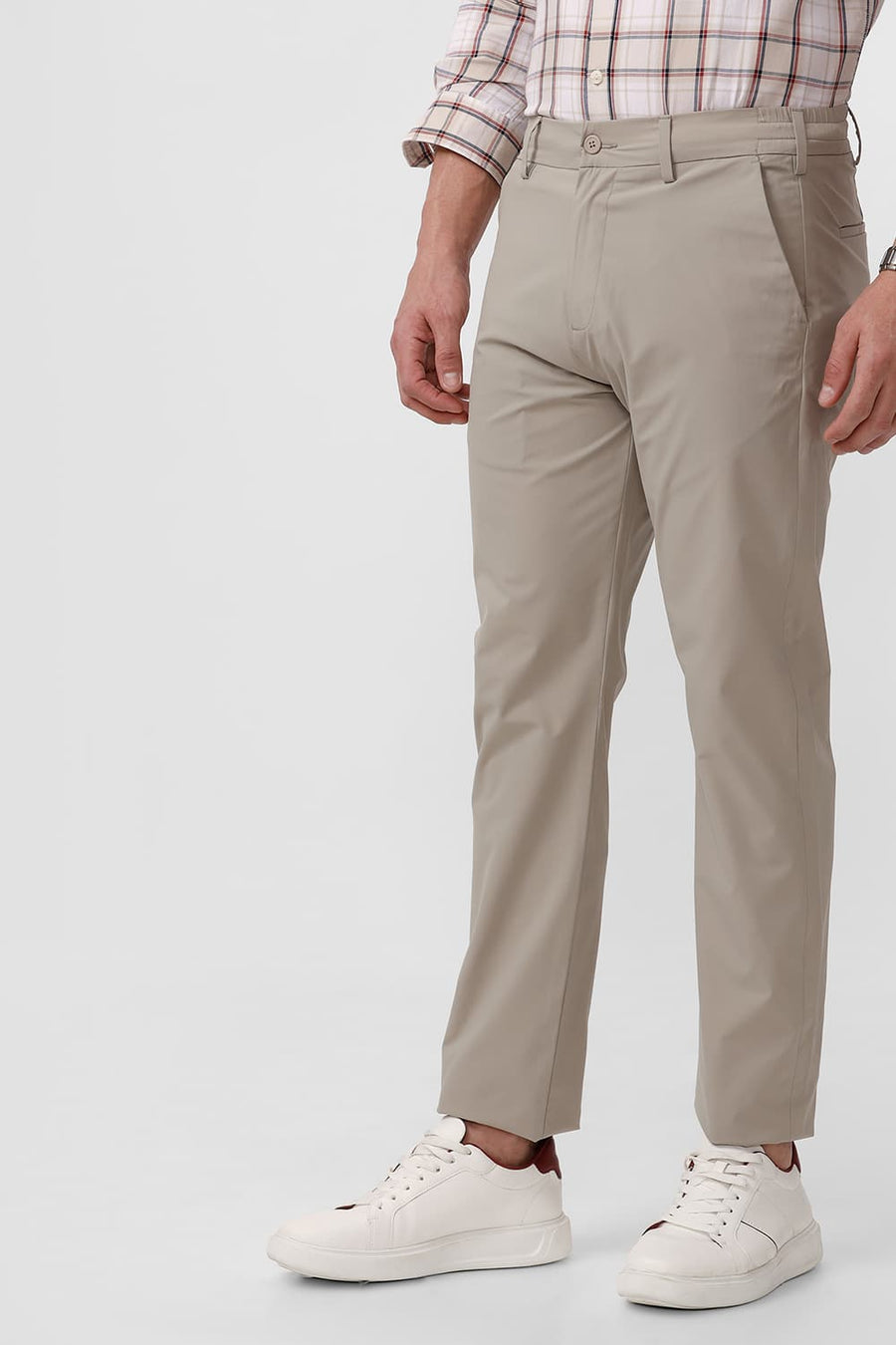 BASICS DRIFT FIT SPONGE KHAKI POLYESTER STRETCH DOBBY TROUSER