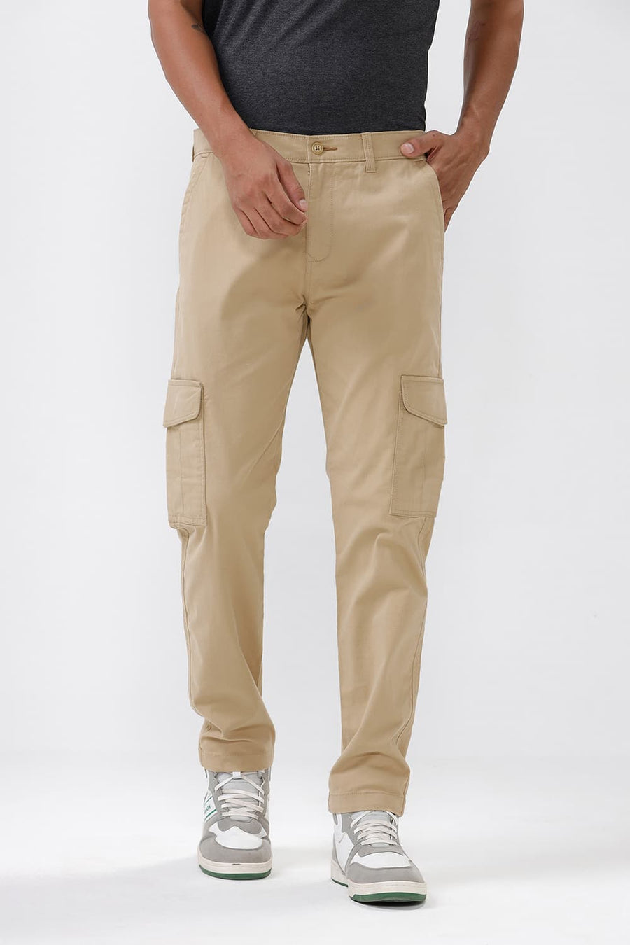 BASICS DRIFT FIT STARFISH KHAKI COTTON STRETCH TROUSER