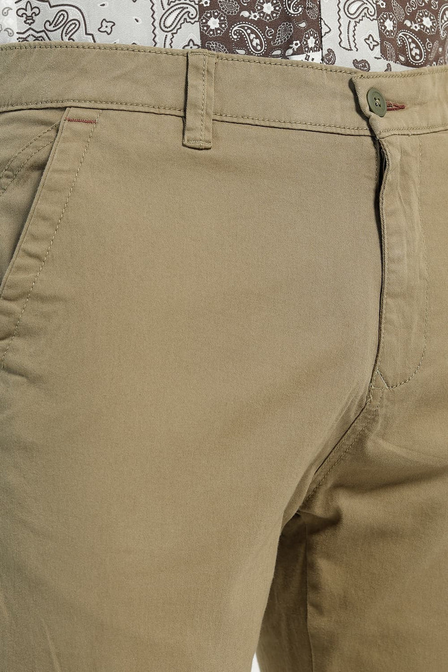 BASICS DRIFT FIT MILITARY OLIVE COTTON STRETCH TROUSER