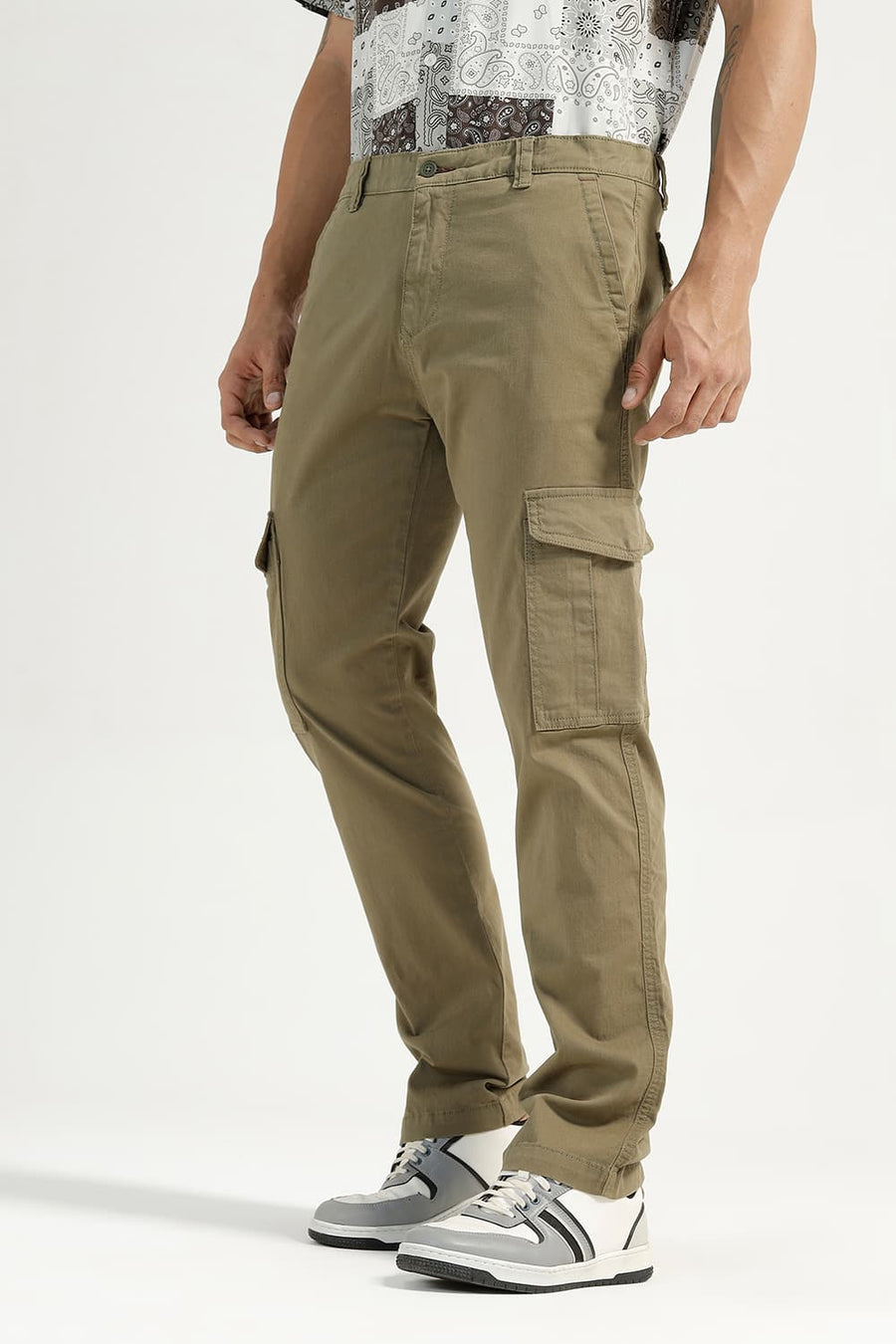 BASICS DRIFT FIT MILITARY OLIVE COTTON STRETCH TROUSER
