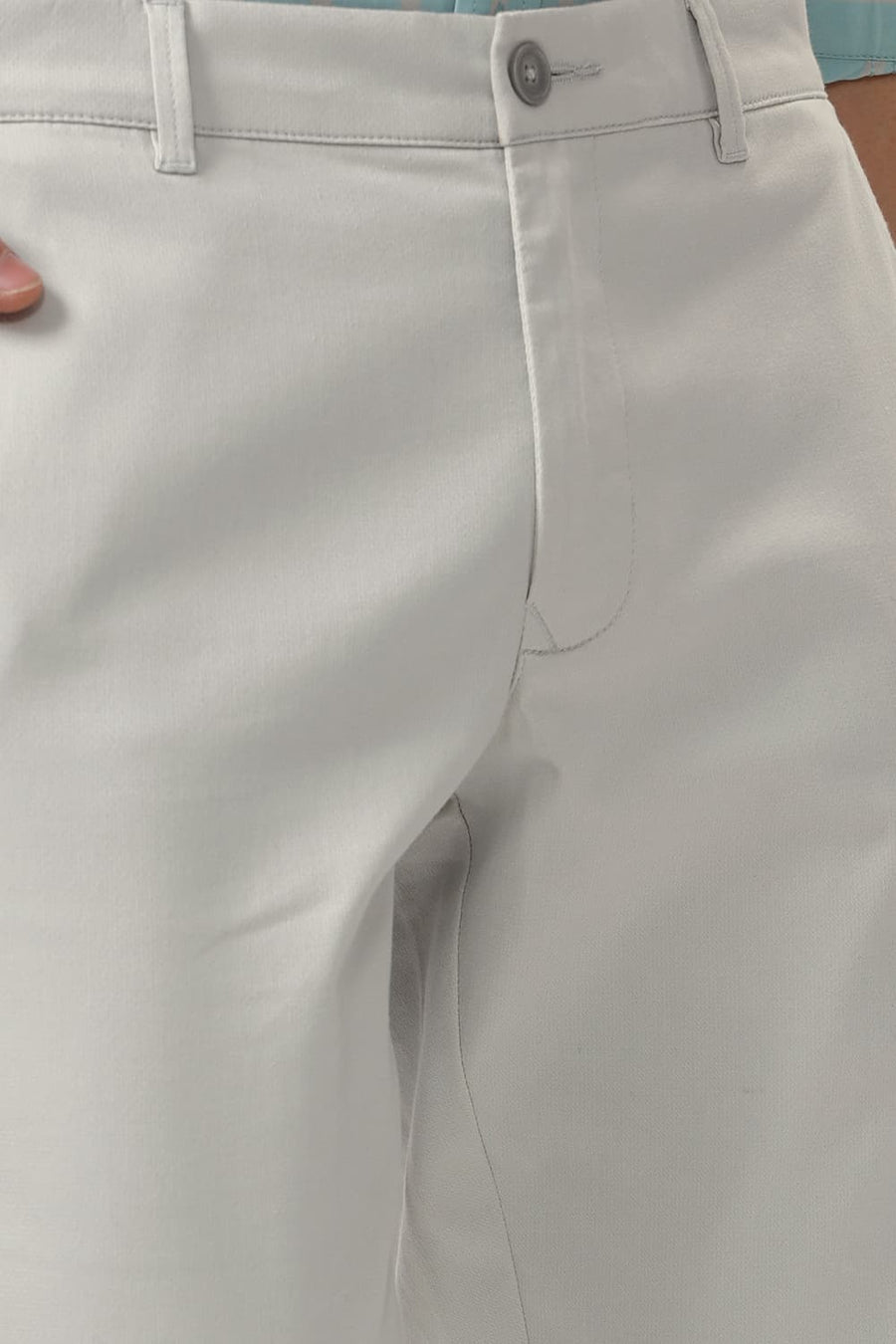 BASICS TAPERED FIT DAWN GREEN COTTON STRETCH DOBBY TROUSER