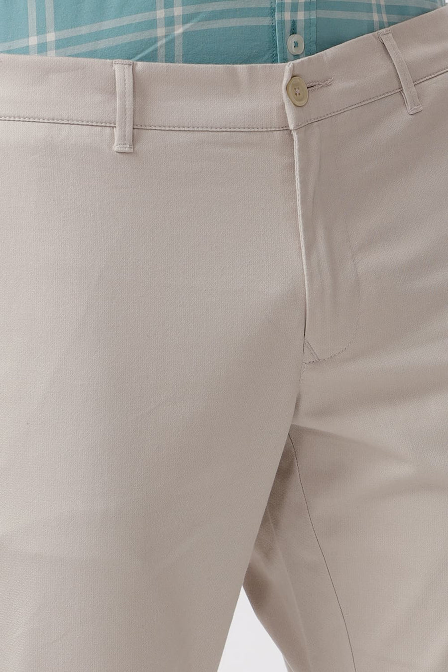 BASICS TAPERED FIT CHATEAU GREY COTTON STRETCH DOBBY TROUSER