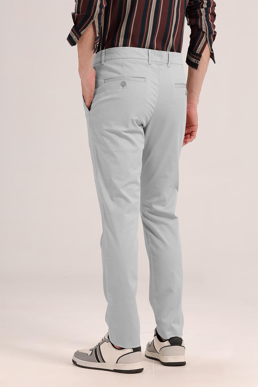 BASICS SKINNY FIT PALOMA GREY COTTON STRETCH DOBBY TROUSER