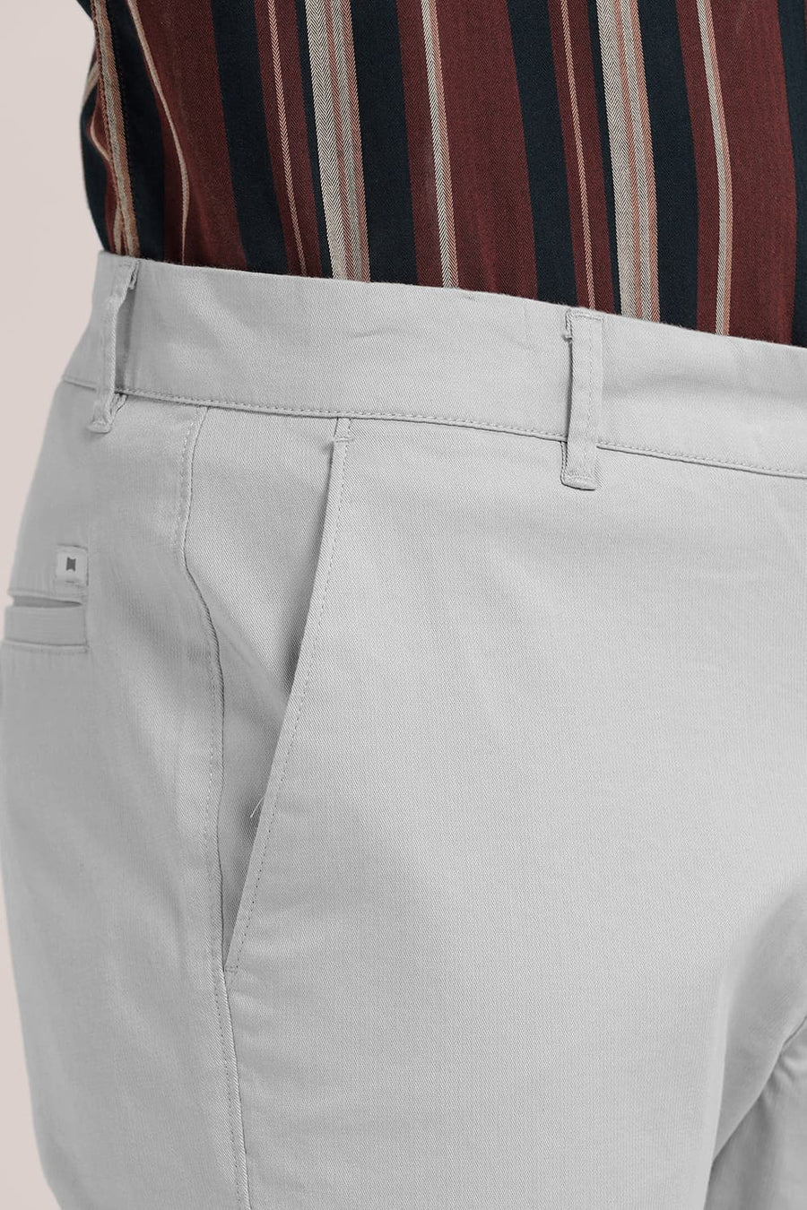 BASICS SKINNY FIT PALOMA GREY COTTON STRETCH DOBBY TROUSER