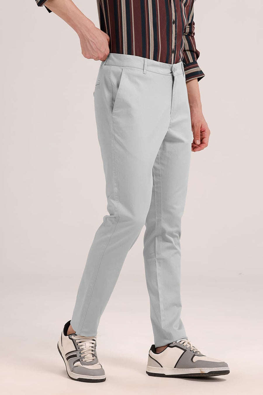 BASICS SKINNY FIT PALOMA GREY COTTON STRETCH DOBBY TROUSER
