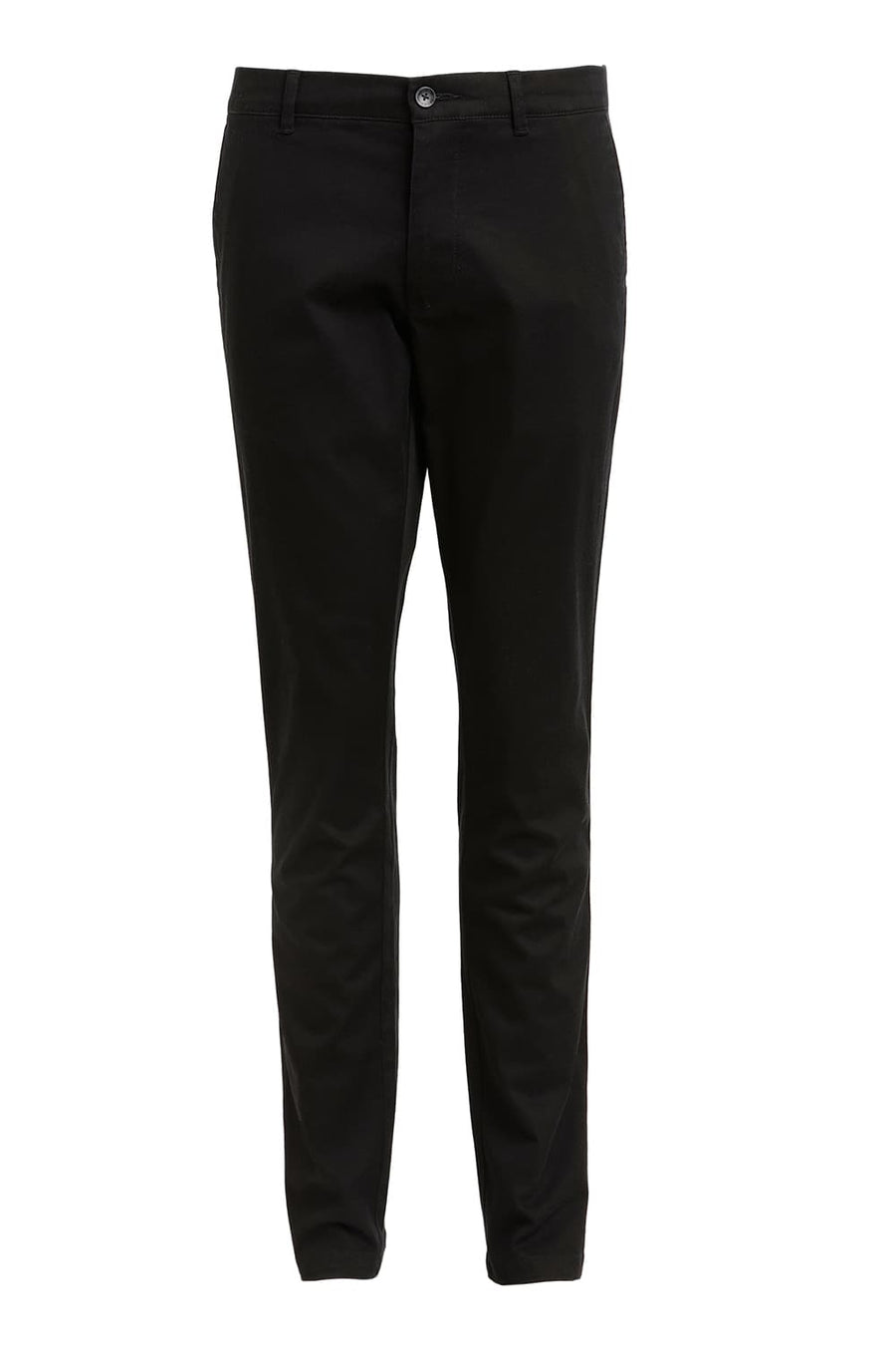 BASICS SKINNY FIT METEROITE BLACK COTTON STRETCH DOBBY TROUSER