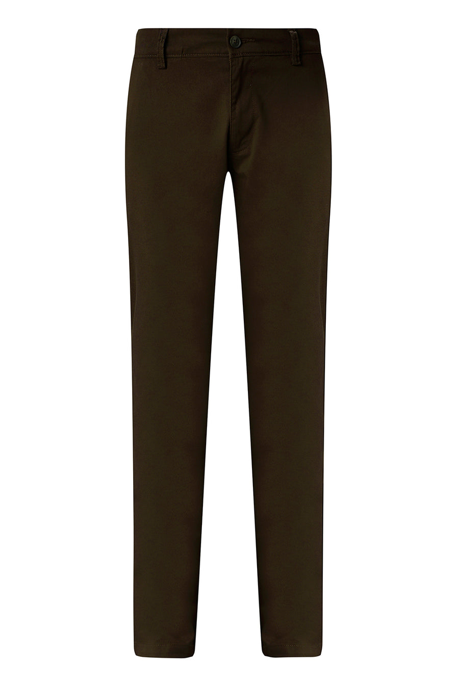 BASICS TAPERED FIT OLIVE NIGHT COTTON STRETCH TROUSER