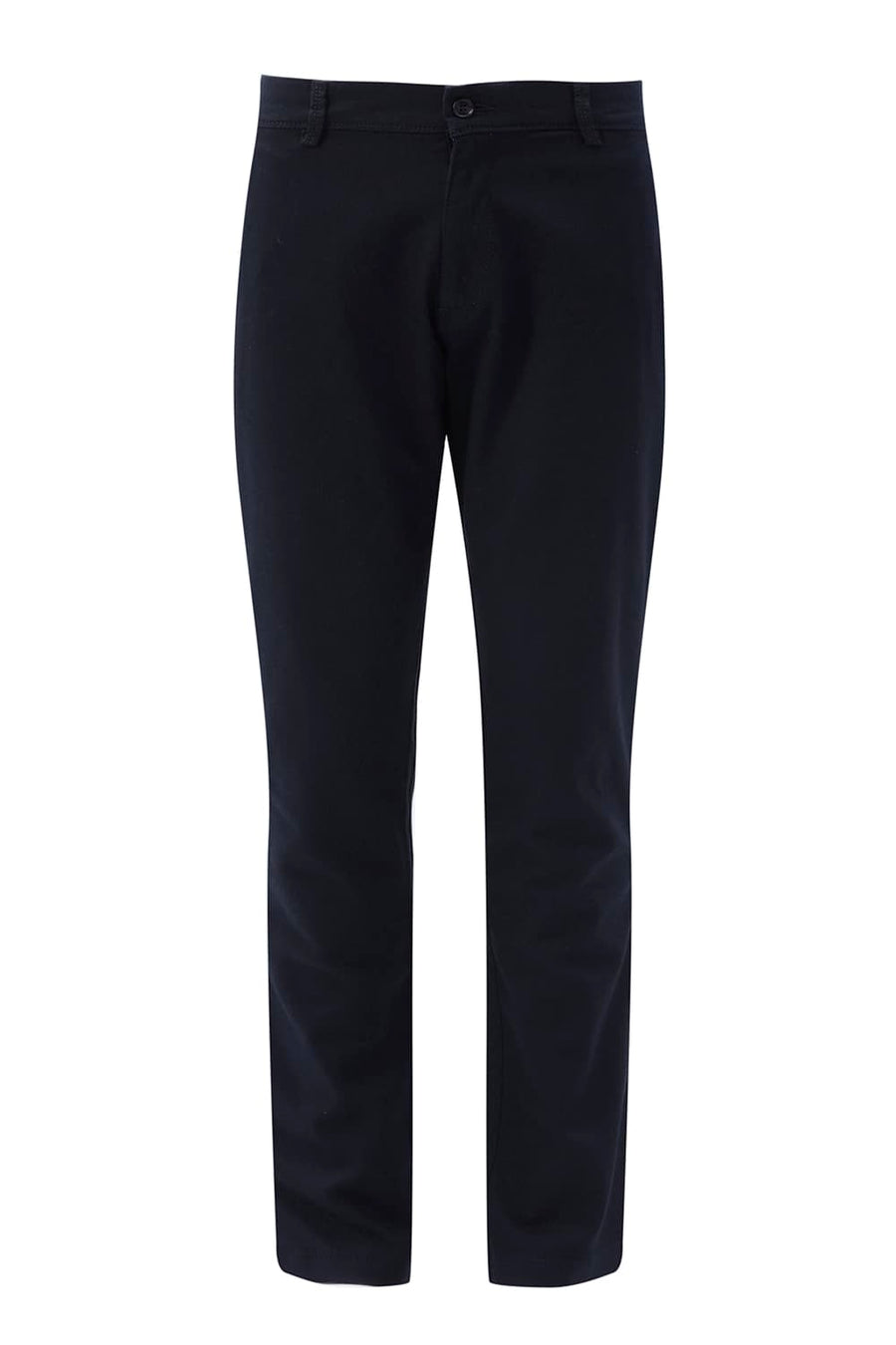 BASICS TAPERED FIT CARBON NAVY COTTON STRETCH TROUSER