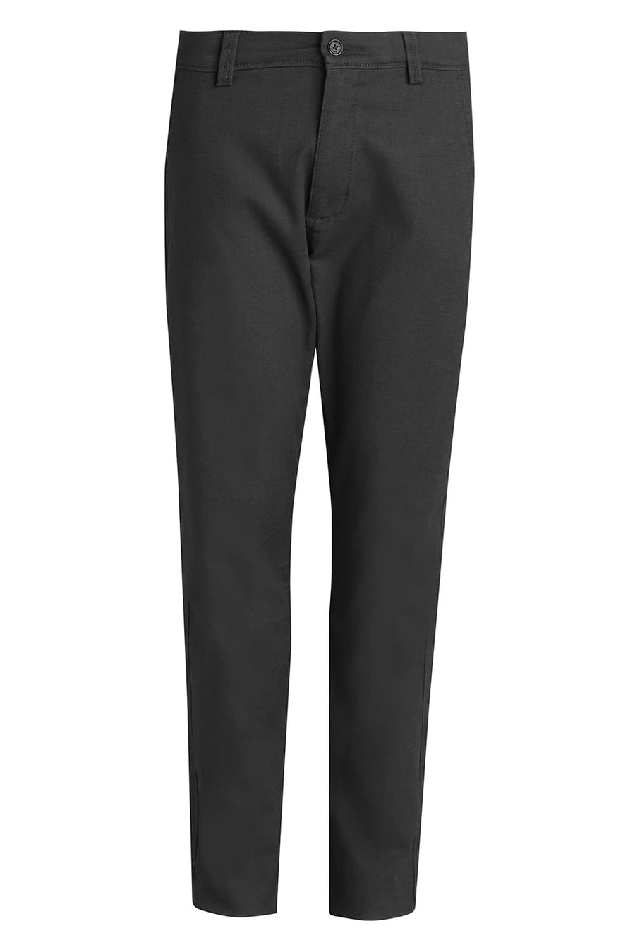 BASICS TAPERED FIT EBONY GREY COTTON STRETCH TROUSER
