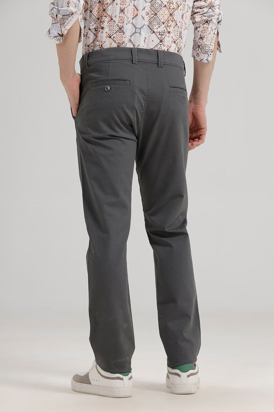 BASICS TAPERED FIT URBAN CHIC GREEN COTTON STRETCH TROUSER