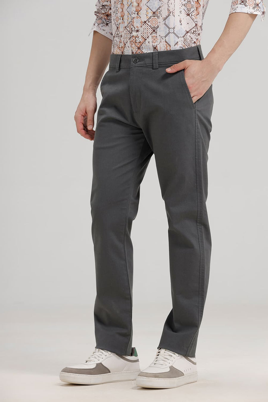 BASICS TAPERED FIT URBAN CHIC GREEN COTTON STRETCH TROUSER