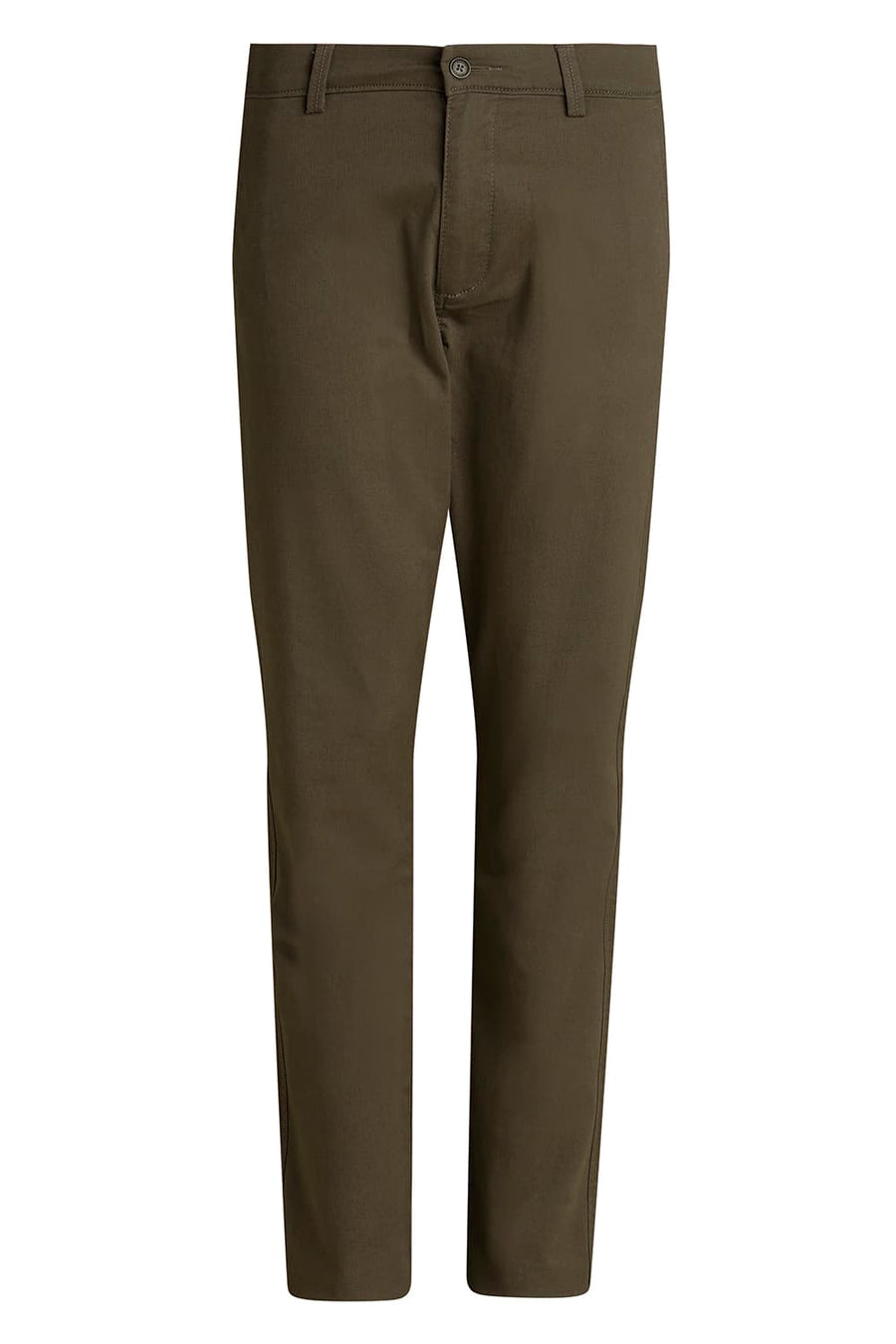 BASICS TAPERED FIT KHAKI STRING COTTON STRETCH TROUSER