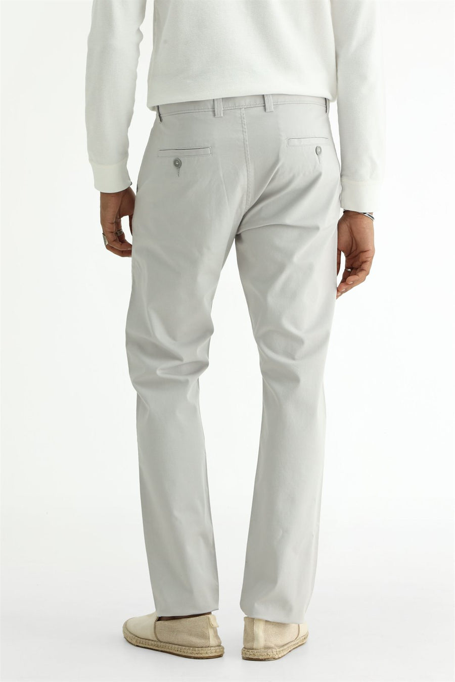 BASICS TAPERED FIT TRACING GREY COTTON STRETCH STRUCTURE TROUSER