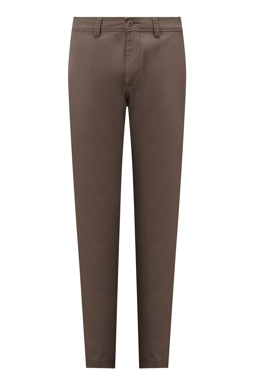 BASICS TAPERED FIT CHOCOLATE CHIP BROWN COTTON STRETCH STRUCTURE TROUSER