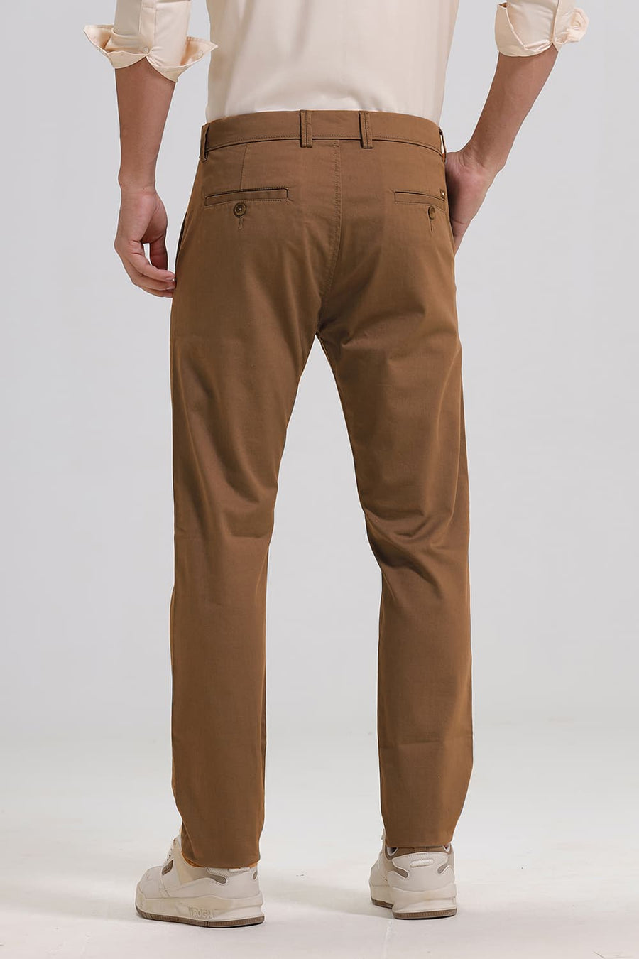 BASICS TAPERED FIT BALSAM GREEN COTTON STRETCH TROUSER