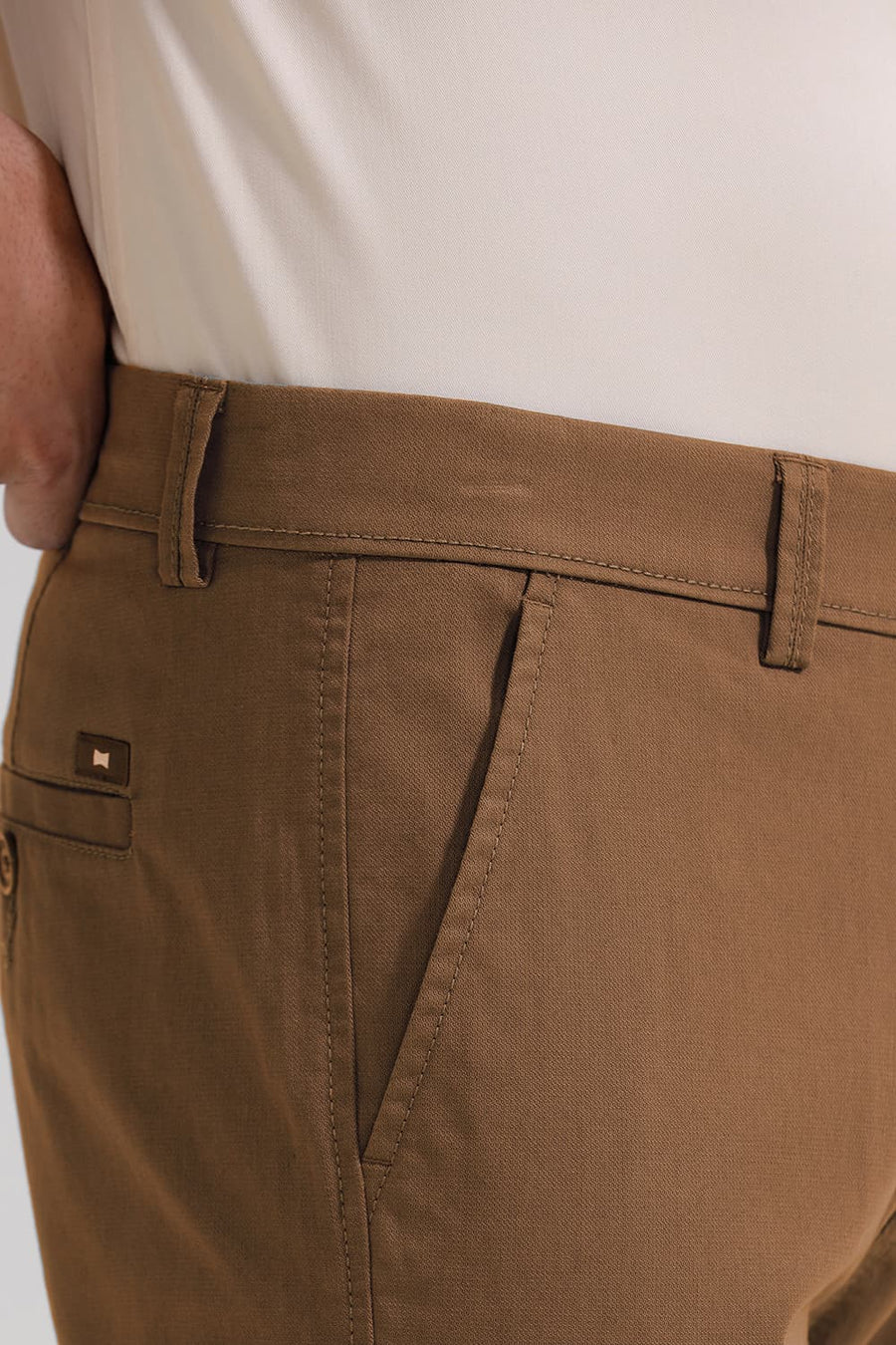 BASICS TAPERED FIT BALSAM GREEN COTTON STRETCH TROUSER