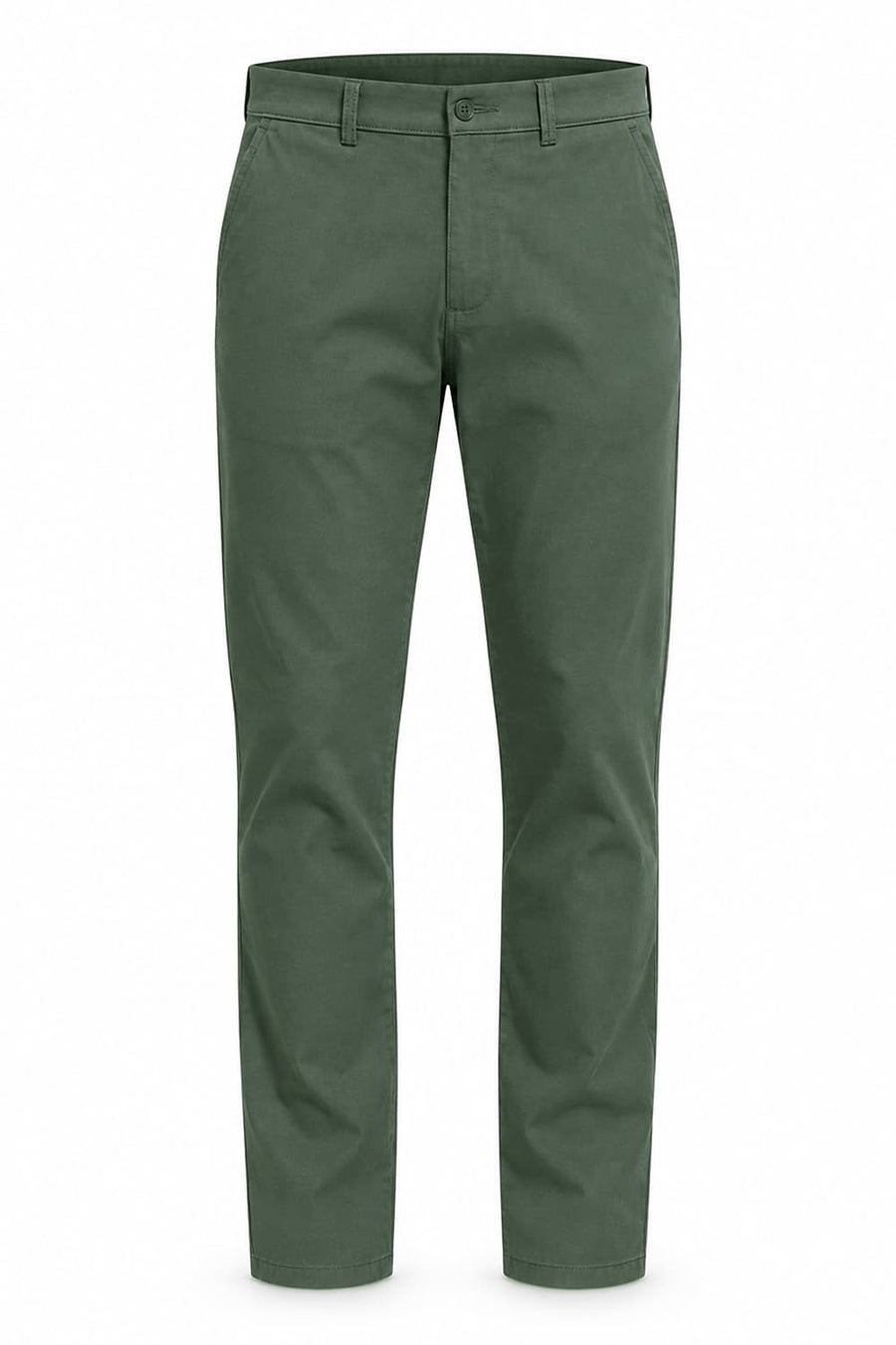 Basics Tapered Fit Balsam Green Cotton Stretch Trouser