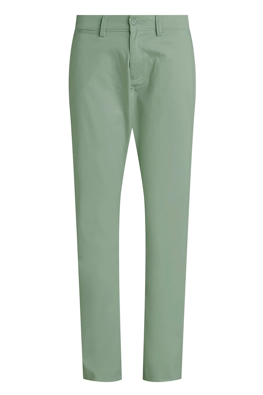 BASICS TAPERED FIT SEA GRASS GREEN COTTON STRETCH TROUSER