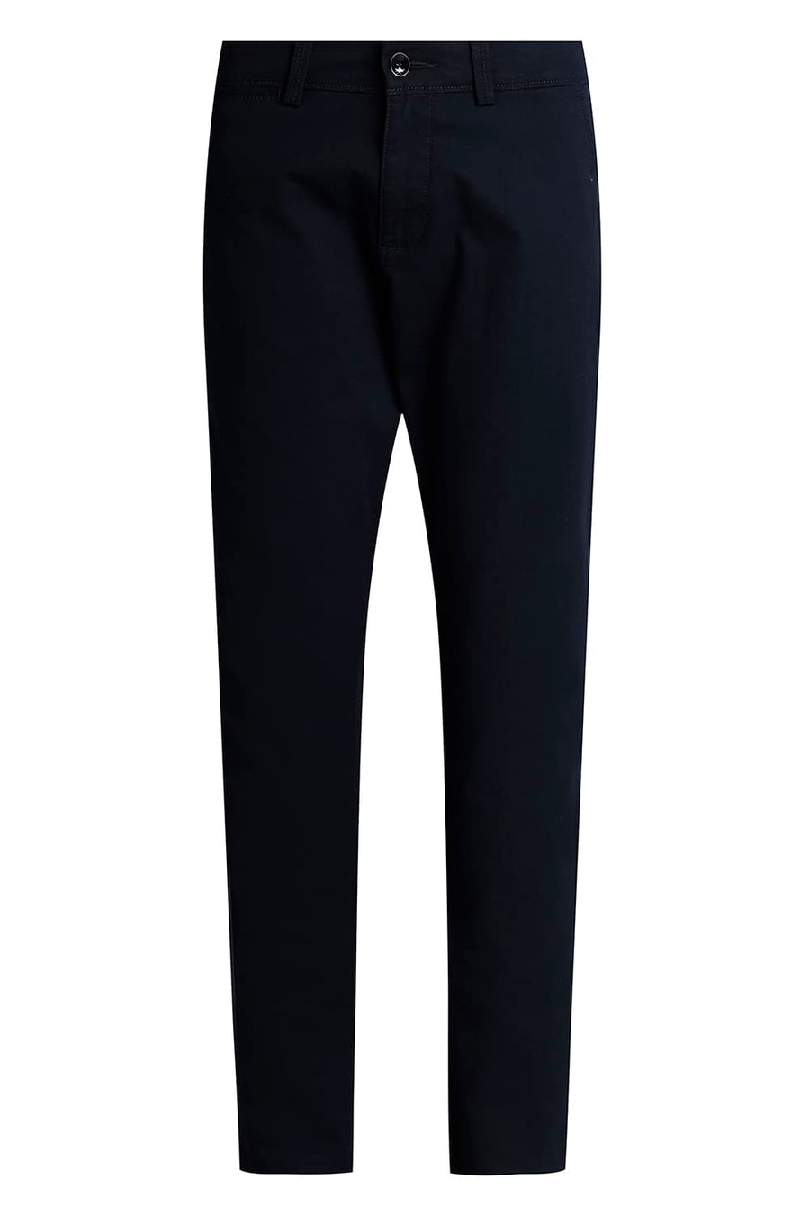 BASICS TAPERED FIT MIDNIGHT NAVY COTTON STRETCH TROUSER