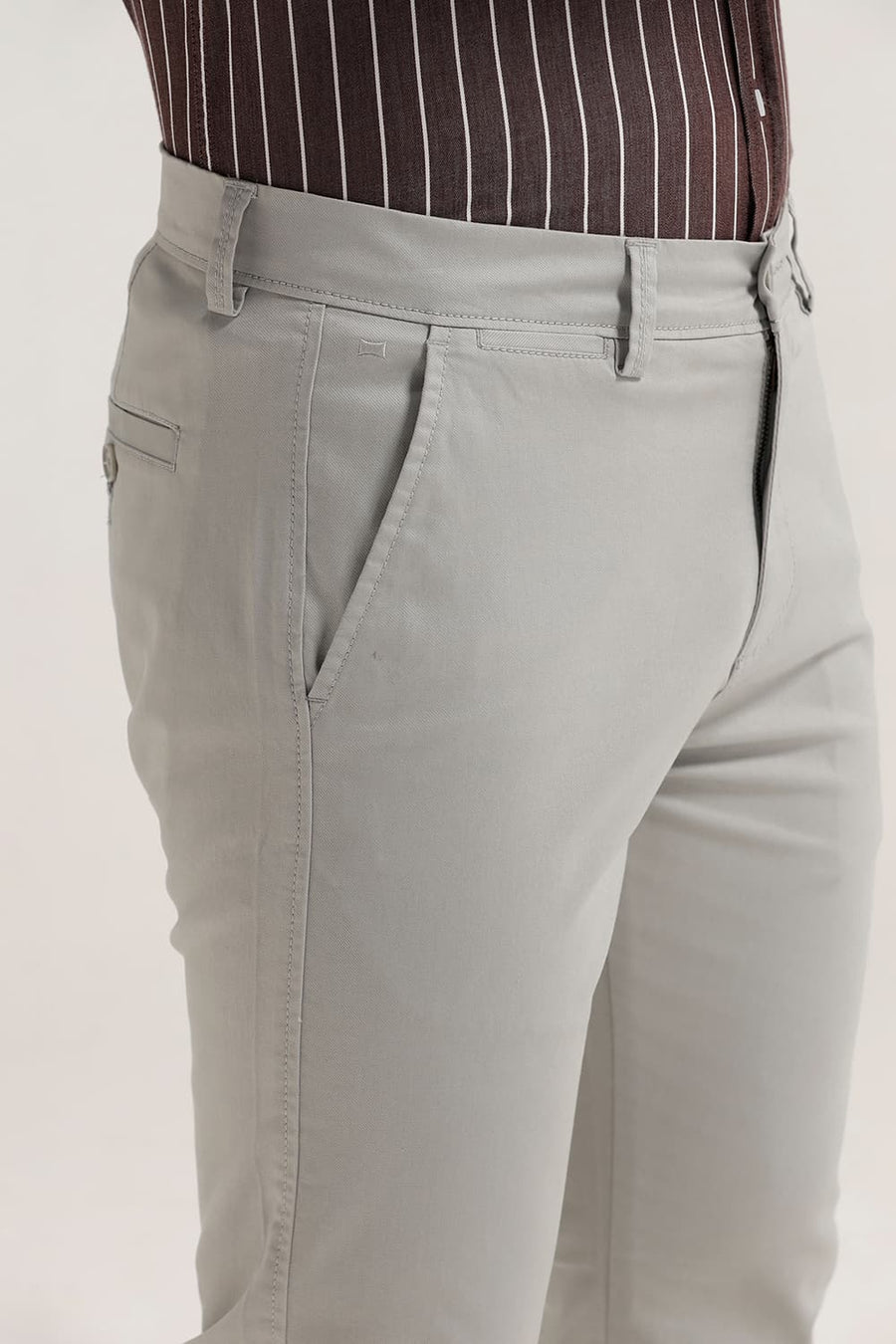 BASICS TAPERED FIT QUARRY BLUE COTTON STRETCH TROUSER