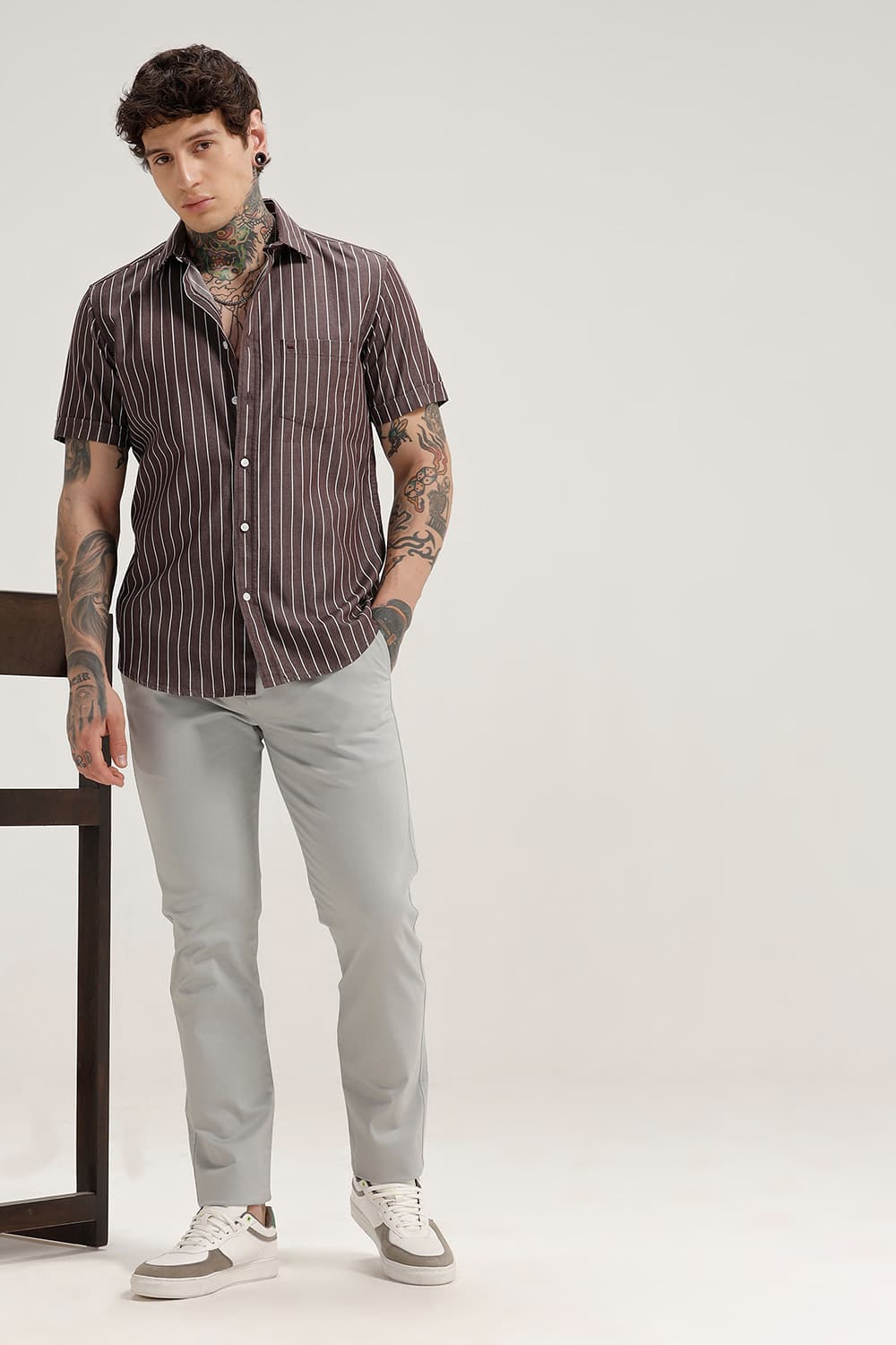 TAPERED FIT COTTON STRETCH TROUSER