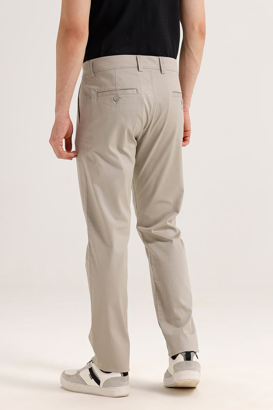 BASICS TAPERED FIT AGATE GRAY GREEN COTTON STRETCH TROUSER