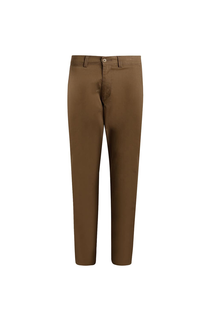 BASICS TAPERED FIT COCOA KHAKI COTTON STRETCH TROUSER