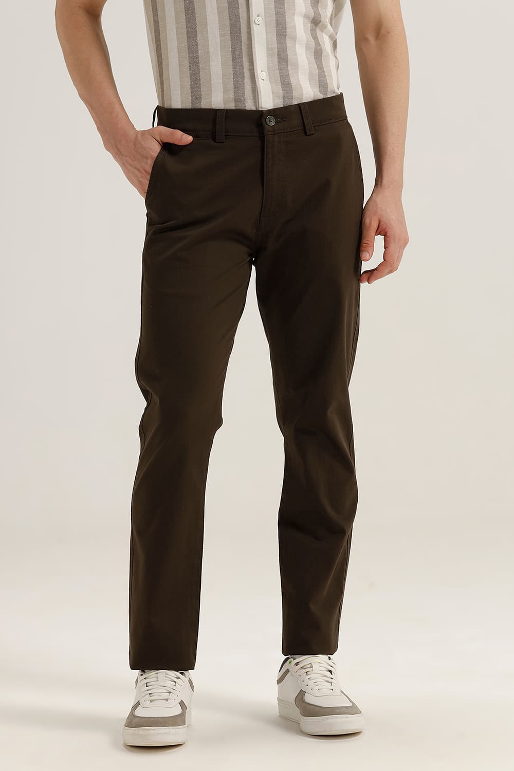 TAPERED FIT COTTON STRETCH TROUSER