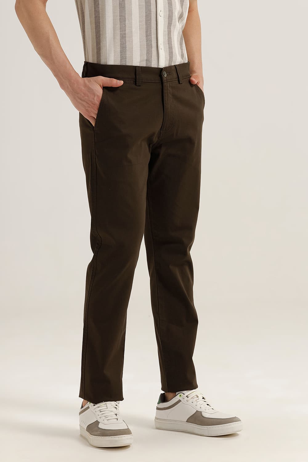 TAPERED FIT COTTON STRETCH TROUSER