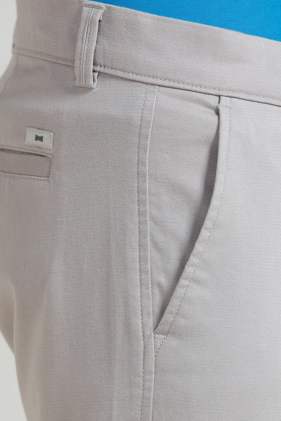 BASICS TAPERED FIT GRAY MORNING BLUE COTTON STRETCH TROUSER