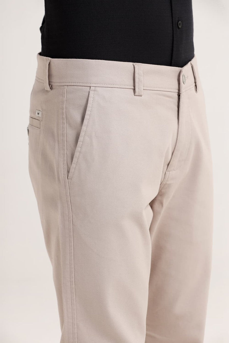 BASICS TAPERED FIT WET GREY COTTON STRETCH TROUSER