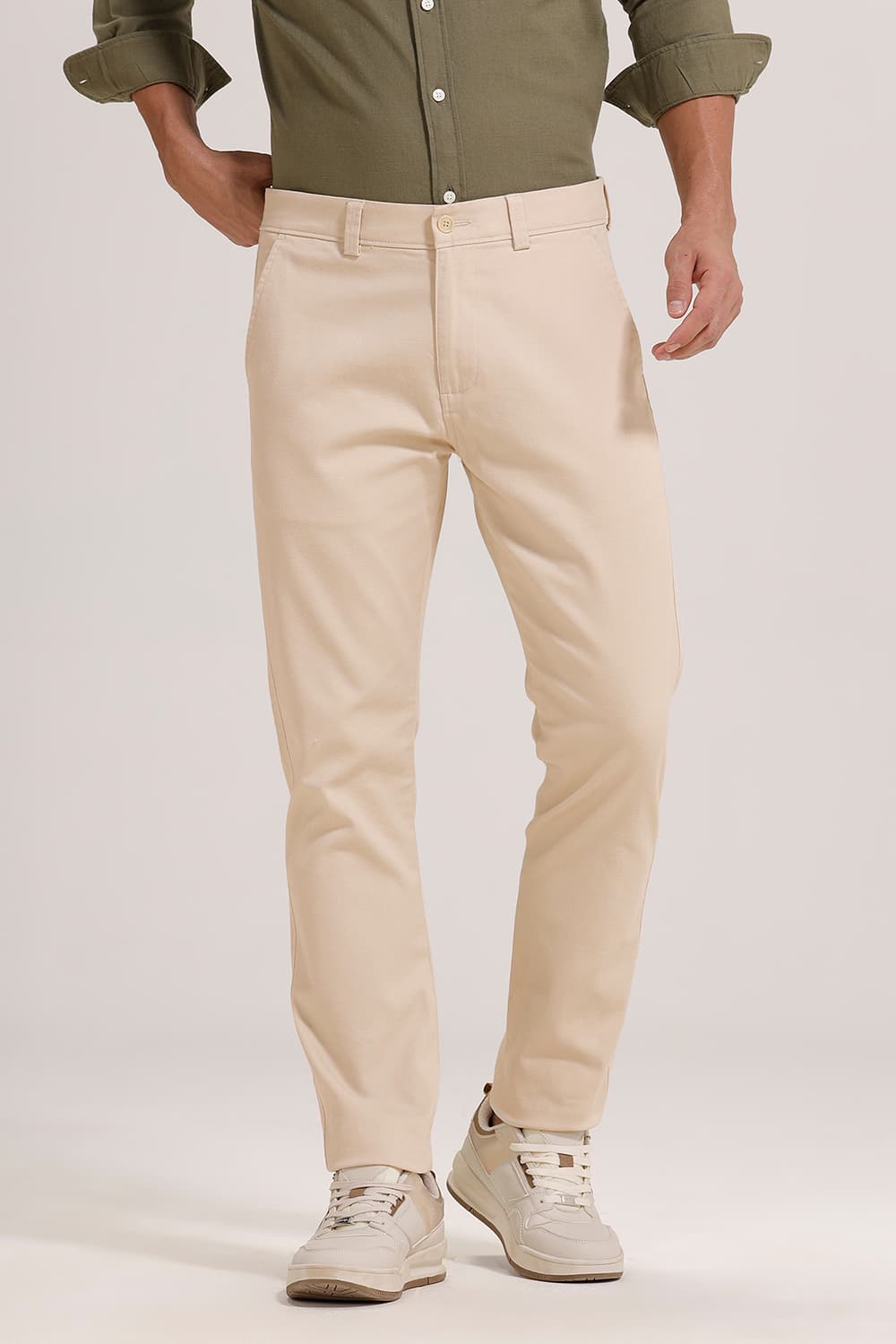TAPERED FIT COTTON STRETCH TROUSER