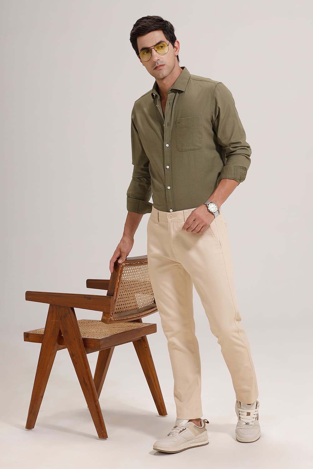 TAPERED FIT COTTON STRETCH TROUSER